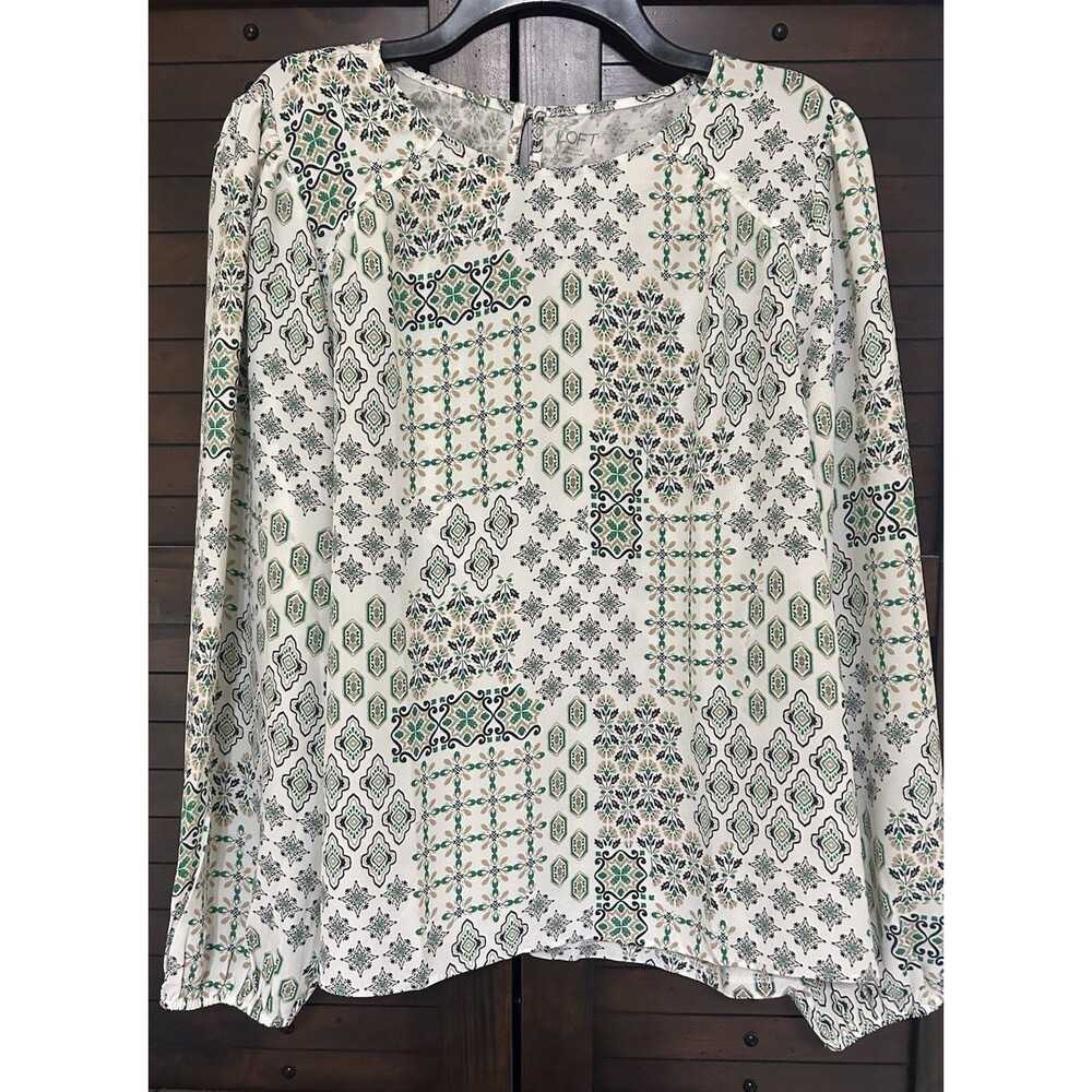 LOFT Blouse Women Xl Long Sleeve Lightweight Spring Career Sunny Polished NWT